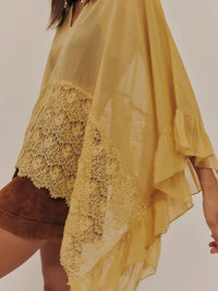 Lace V - Neck Ruffle Long Sleeve Cover - Up - MAZONKIKI