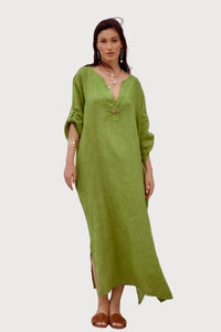 Linen Maxi Dress - Green Mirage - DressMAZONKIKI