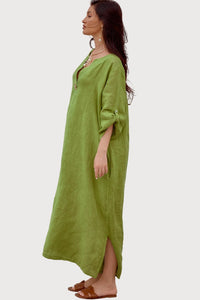 Linen Maxi Dress - Green Mirage - DressMAZONKIKI