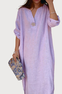 Linen Maxi Dress - Lilac Haze - DressMAZONKIKI