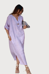 Linen Maxi Dress - Lilac Haze - DressMAZONKIKI