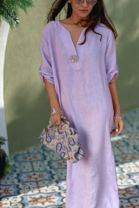 Linen Maxi Dress - Lilac Haze - DressMAZONKIKI