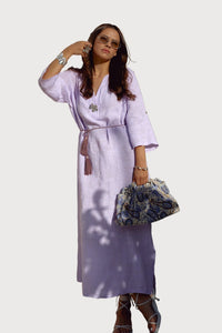 Linen Maxi Dress - Lilac Haze - DressMAZONKIKI