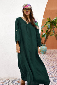 Linen Maxi Dress - Mara Verde DRESS - dressMAZONKIKI