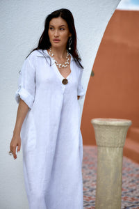 Linen Maxi Dress - Sea breeze - DressMAZONKIKI