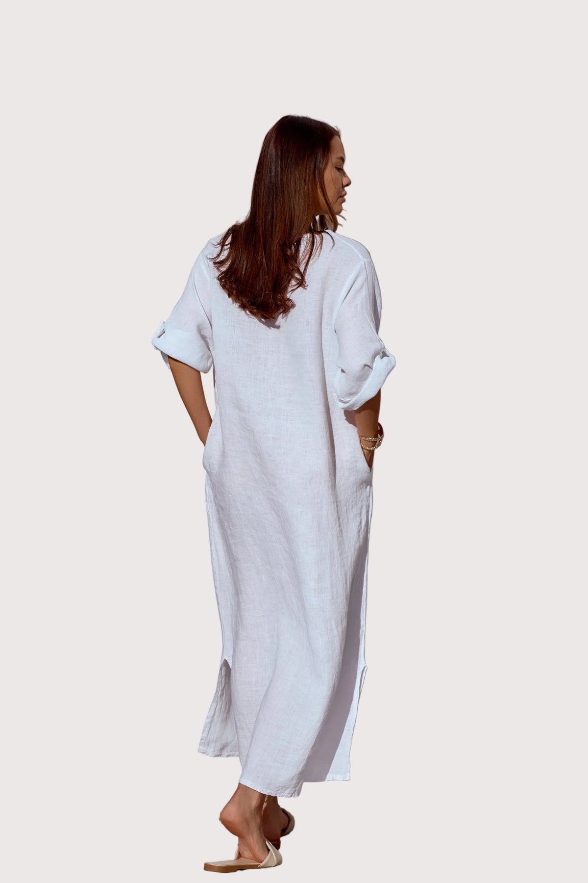 Linen Maxi Dress - Sea breeze - DressMAZONKIKI