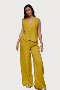 Linen Two Piece Set - Golden Sand - lounge setMAZONKIKI