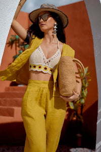 Linen Two Piece Set - Golden Sand - lounge setMAZONKIKI