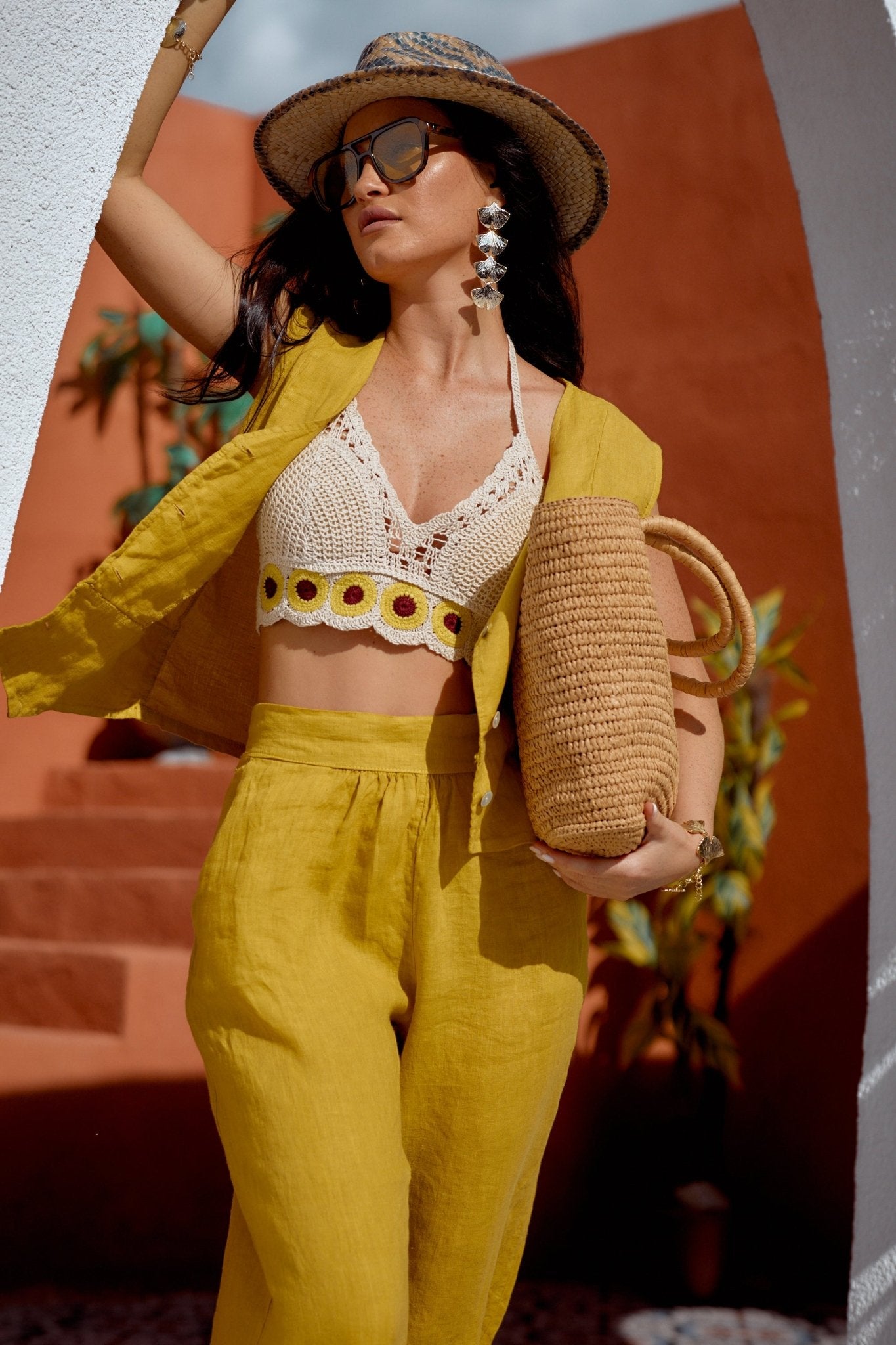 Linen Two Piece Set - Golden Sand - lounge setMAZONKIKI