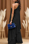 Mock Neck Single Shoulder Top and Pants Set - MAZONKIKI