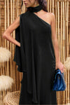 Mock Neck Single Shoulder Top and Pants Set - MAZONKIKI