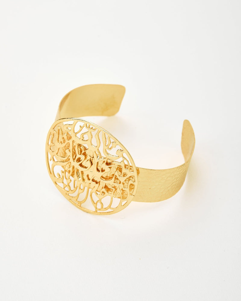 Ornate Filigree Gold - Plated Cuff Bracelet - BraceletMAZONKIKI
