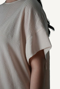 Mazonkiki wide-leg lounge set Pale Repose — considered proportion in ivory, cropped tee falling at hip