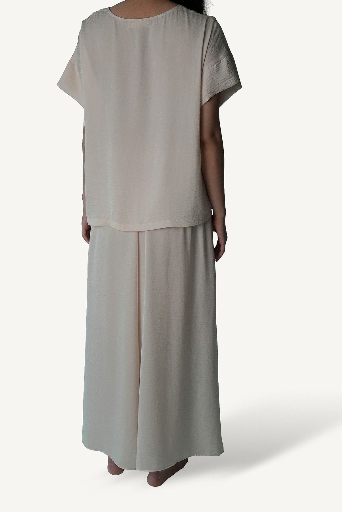 Mazonkiki ivory wide-leg lounge co-ord Pale Repose — unhurried elegance in a softly proportioned two-piece