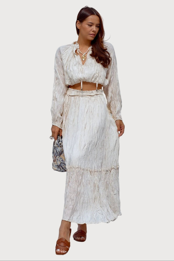 Crinkle Crop Top & Maxi Skirt Set