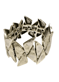 Silver - Tone Geometric Stretch Bracelet - BraceletMAZONKIKI