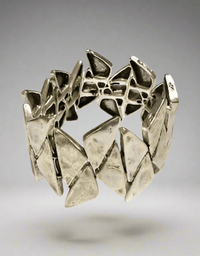 Silver - Tone Geometric Stretch Bracelet - BraceletMAZONKIKI