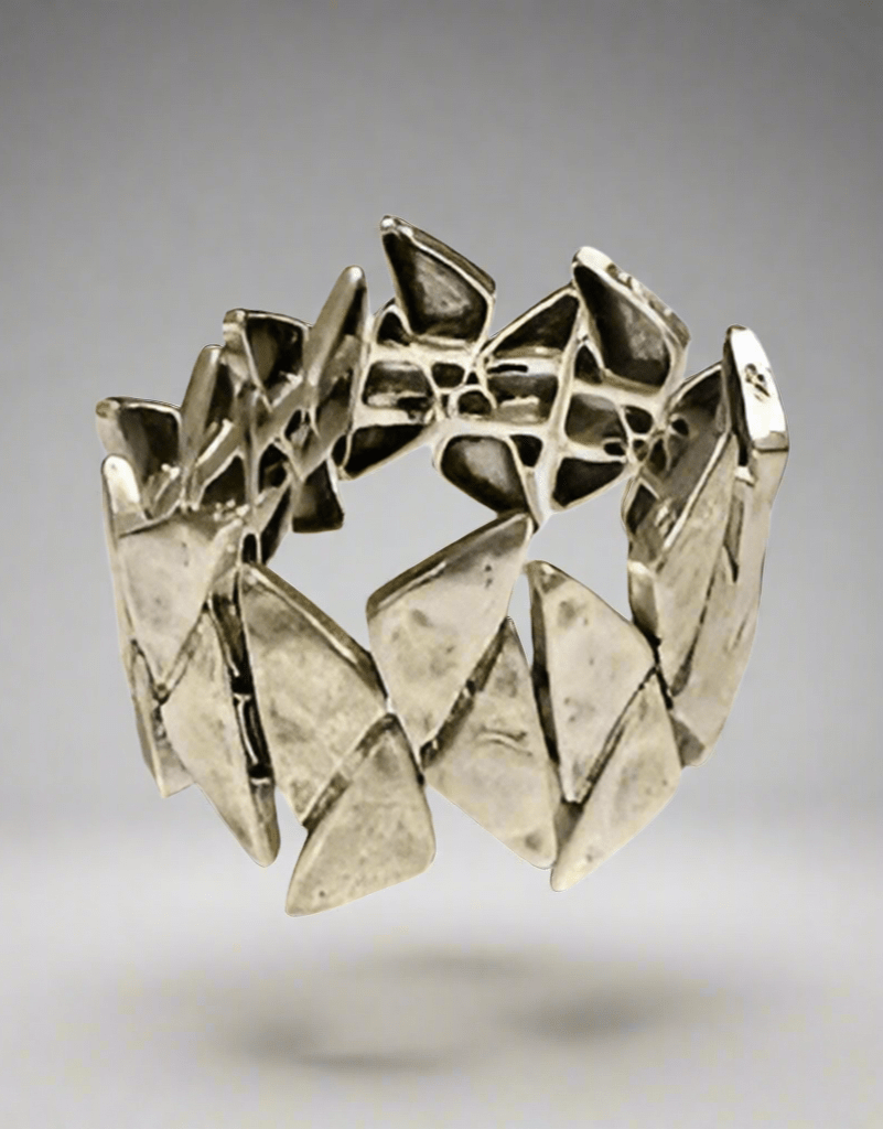 Silver - Tone Geometric Stretch Bracelet - BraceletMAZONKIKI