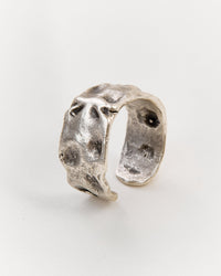 Textured Adjustable Silver - Tone Ring - MAZONKIKI