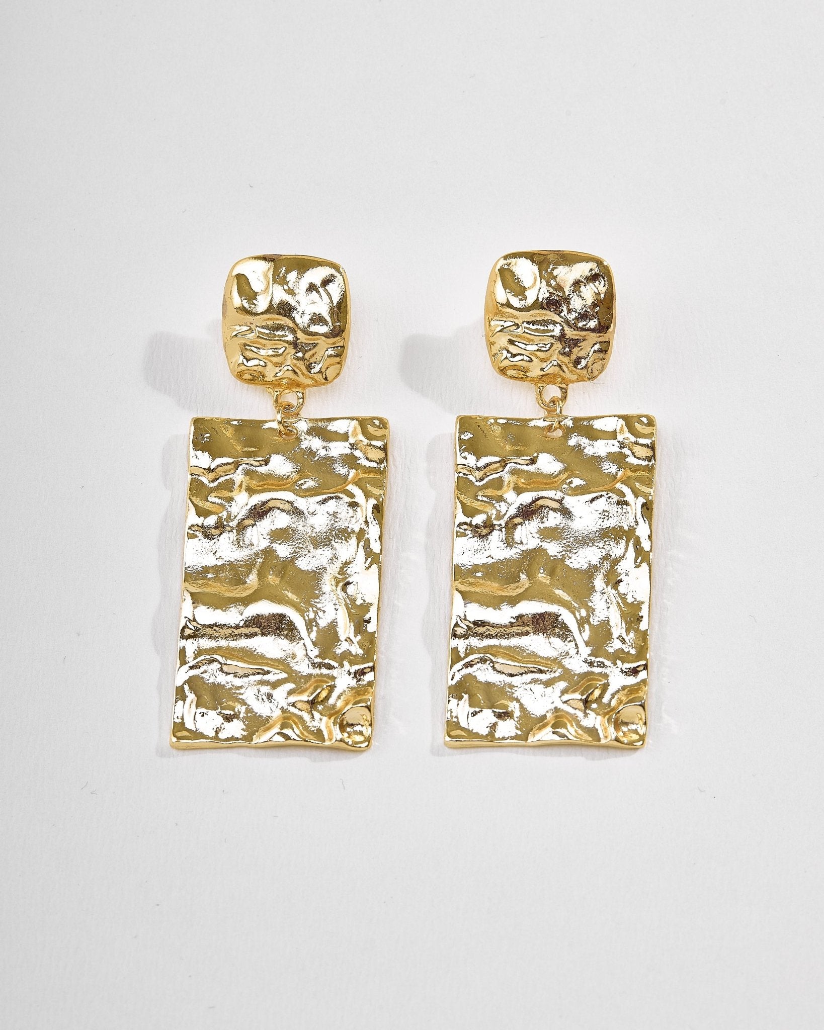 Textured Gold Statement Earrings - EarringsMAZONKIKI
