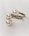 Triple Faux Pearl Embellished Silver - Tone Ring - MAZONKIKI